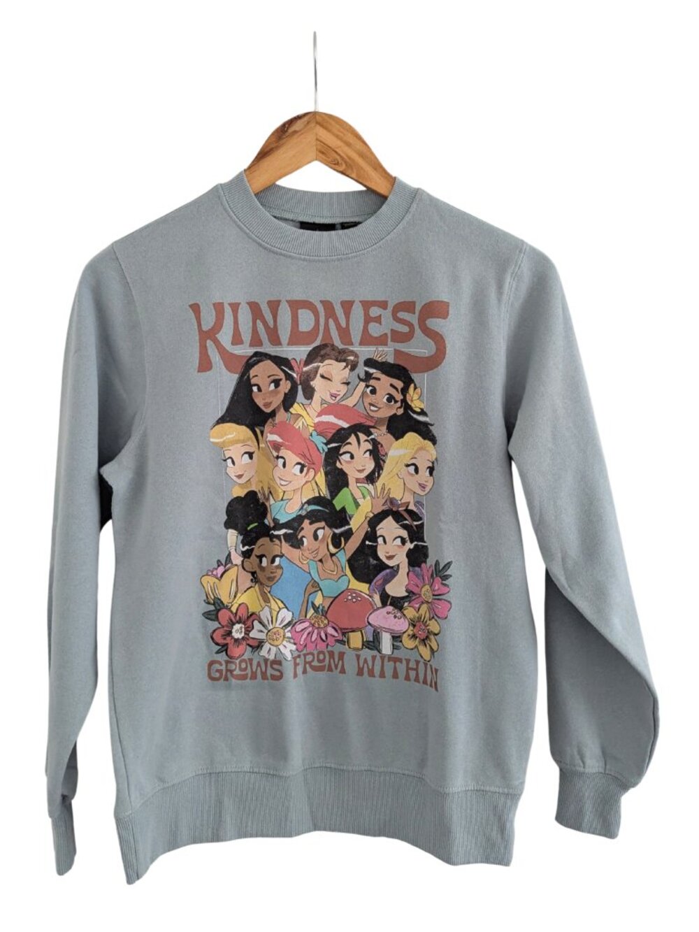 Disney Princess Kindness Grows From Within Fleece Sweatshirt XS Blue NWT - Picture 2 of 7